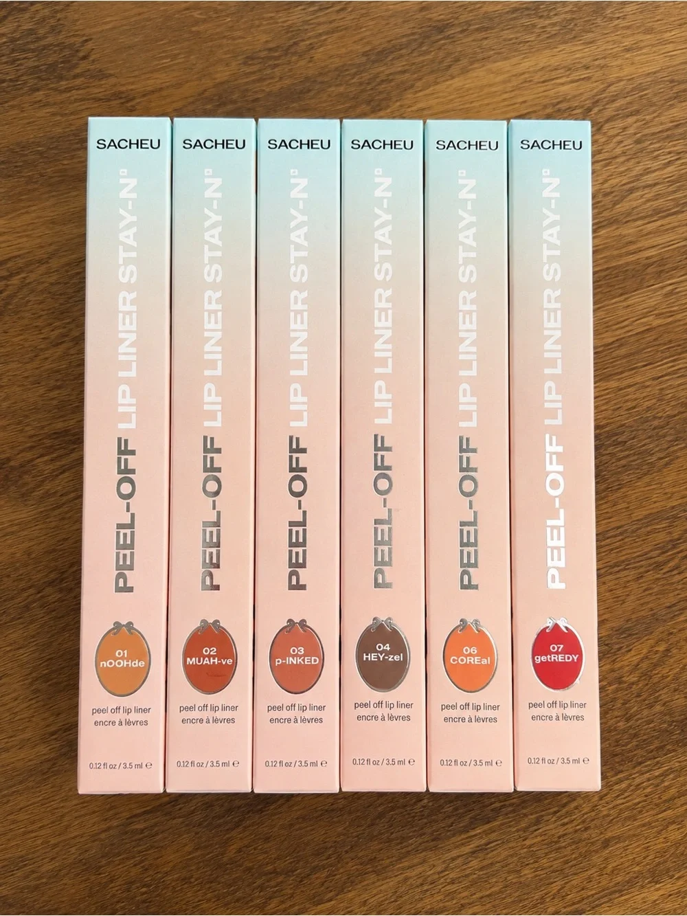 SACHEU Lip Liner STAY-N Peel-Off Lip Liner 6pc Set NIB
